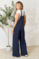 Double Take Women's Full Size Wide Strap Overall with Pockets Polyester Rayon Spandex Size S-2XL
