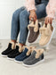 Blueberi B Furry Suede Round Toe Flat Sneakers Faux Fur Suede Rubber Size 5-11