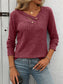 Blueberi B Women's Ribbed V-Neck Long Sleeve T-Shirt Rayon Polyester Size S-2XL
