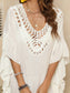 Blueberi B Women's Cutout Ruffled Half Sleeve Cover-Up Polyester One Size