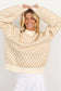 Blueberi B Women’s Diamond Pattern Mock Neck Long Sleeve Sweater Acrylic Polyester Polyamide Size S-XL