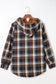 Blueberi B Women’s Plaid Button Up Long Sleeve Hooded Jacket Polyester  Size S-2XL