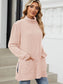 Blueberi B Women’s Slit Mock Neck Long Sleeve T-Shirt Rayon Polyester Spandex Size S-2XL