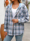 Blueberi B Women's Plaid Long Sleeve Hooded Jacket Cotton Polyester Size S-2XL