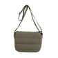 Afton Quilted Puffer Easy-Wipe Nylon Foldover Crossbody Bag with Magnetic Clasp | Almond, Black, Gray, Olive