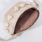 Esme Woven Straw Vegan Leather Polyester Lined Macrame Tassel Crossbody Sling Bag