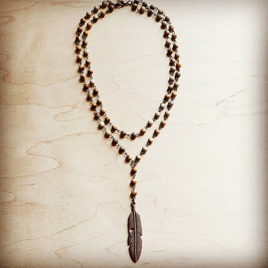 Double Strand Lariat Picture Jasper Necklace