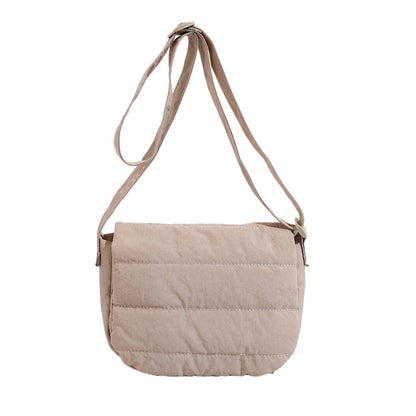 Afton Quilted Puffer Easy-Wipe Nylon Foldover Crossbody Bag with Magnetic Clasp | Almond, Black, Gray, Olive