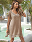 Blueberi B Women's Slit Openwork V-Neck Cover-Up Polyester One Size