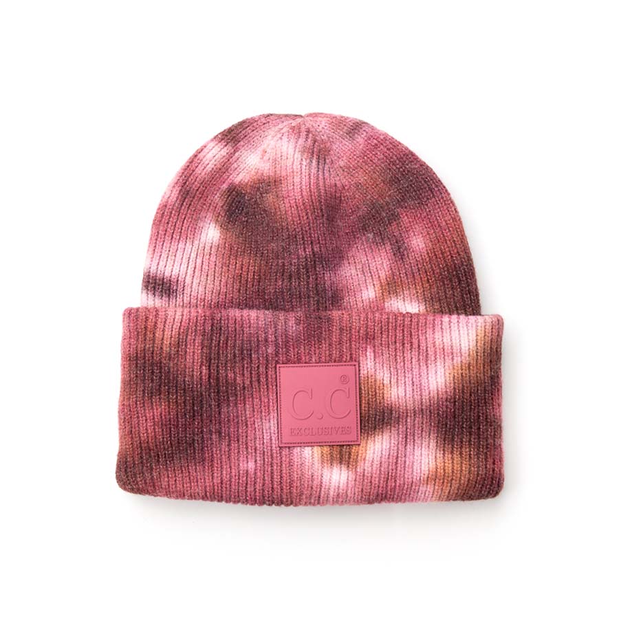 C.C® 52% Viscose 28% Polyester 20% Nylon Super Soft Tie Dye Fold-Over Cuff Boyfriend Beanie | Teen–Adult