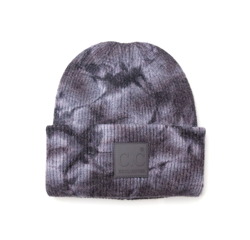 C.C® 52% Viscose 28% Polyester 20% Nylon Super Soft Tie Dye Fold-Over Cuff Boyfriend Beanie | Teen–Adult