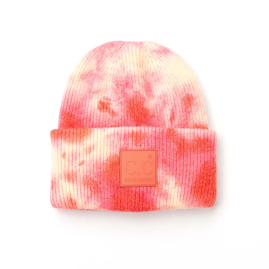 C.C® 52% Viscose 28% Polyester 20% Nylon Super Soft Tie Dye Fold-Over Cuff Boyfriend Beanie | Teen–Adult
