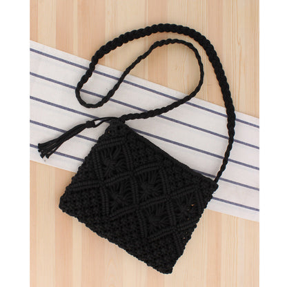 Giana Cotton Macrame Woven Crossbody Bag with Tassel