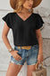 Blueberi B Women's Ruched V-Neck Flounce Sleeve Blouse Polyester Size S-2XL