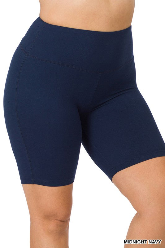 Zenana Clothing Plus Size Brushed Wide Waistband Biker Shorts