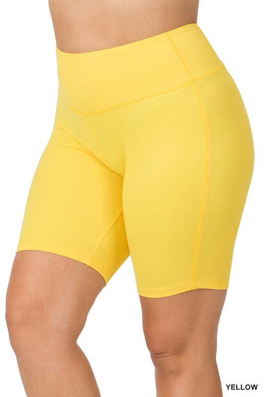 Zenana Clothing Plus Size Brushed Wide Waistband Biker Shorts