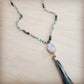 Jewelry Junkie Long Amazonite NJewelry Junkie Necklace with Genuine White Druzy Pendant & Tassel | Amazonite, Crystal & Druzy | 30"
