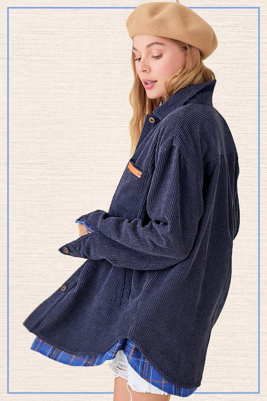 Madera Long Sleeve Oversized Button Front Shacket