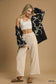 Umgee women's cream drawstring wide leg pants polyester size s-l