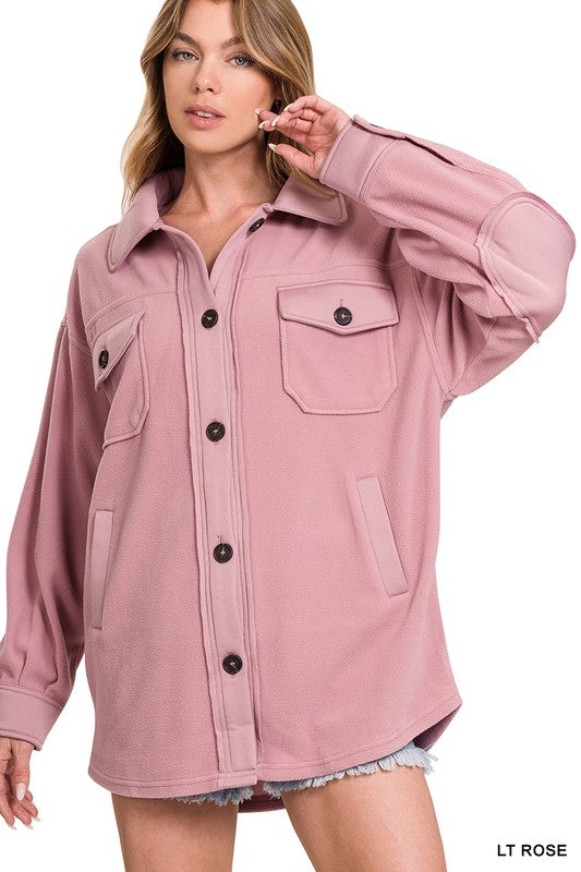 Zenana Clothing Oversized Basic Fleece Shacket