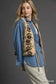 Umgee mix patterned sherpa tie-front vest, beige/brown, polyester