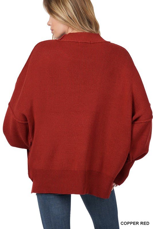 Zenana Clothing Side Slit Oversized Sweater