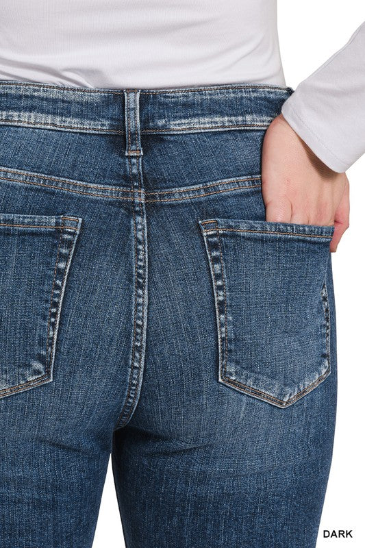Zenana Clothing Plus Size High Waist Cropped Skinny Denim Pants