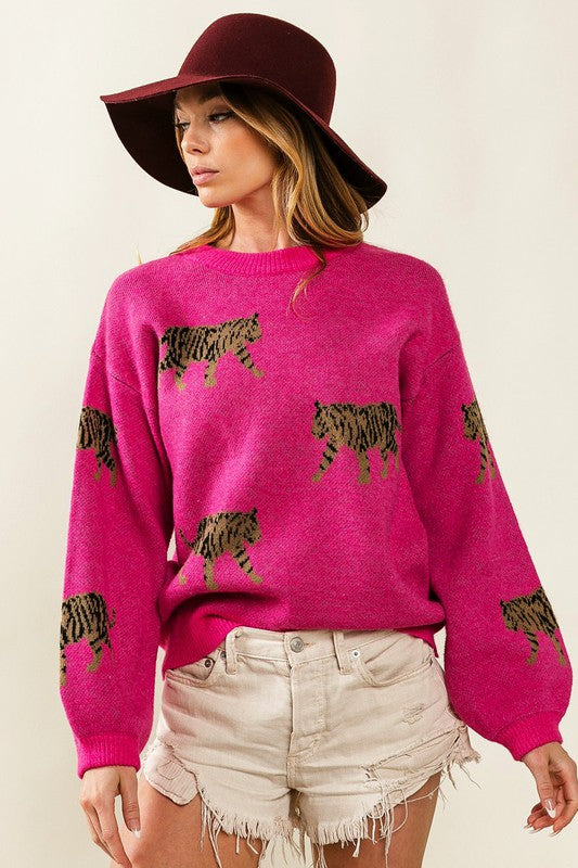 Tiger Patter Long Sleeve Sweater