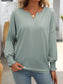 Blueberi B Women's Textured Notched Lantern Sleeve T-Shirt Polyester Spandex Size S-2XL