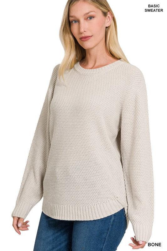 Zenana Clothing Round Neck Basic Sweater