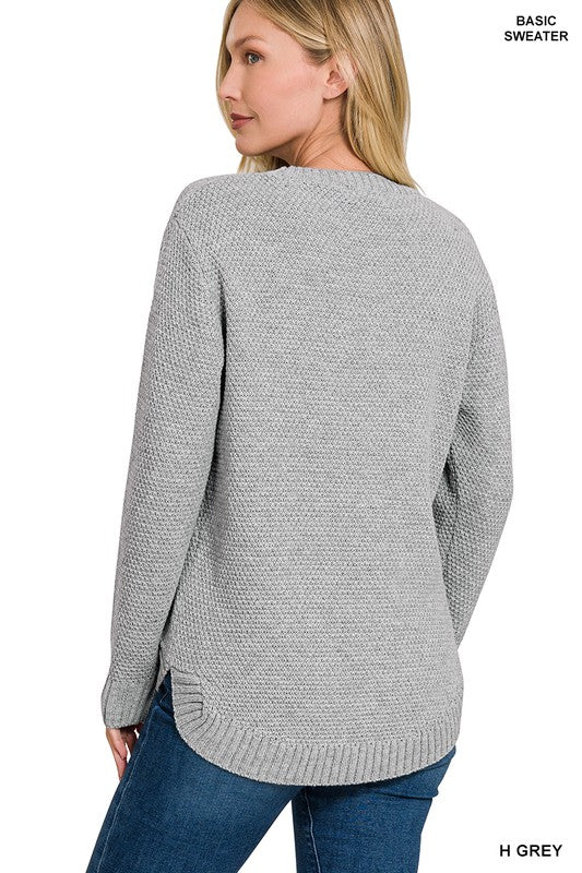 Zenana Clothing Round Neck Basic Sweater