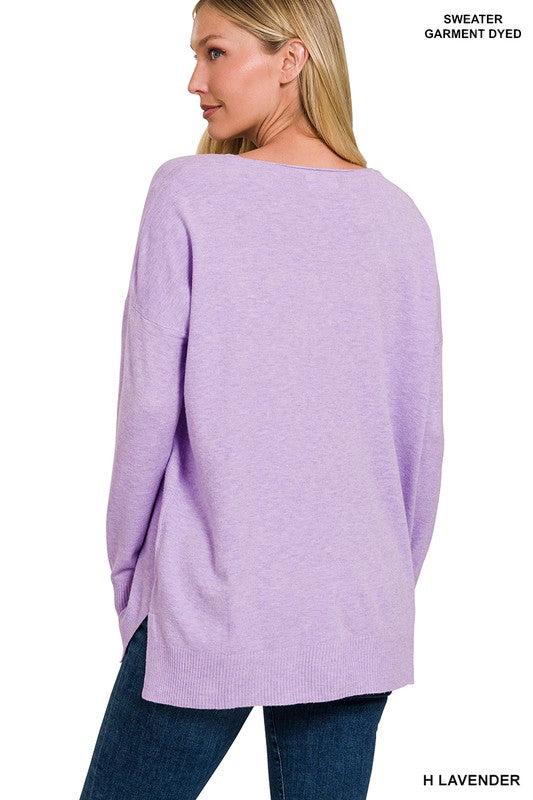 Zenana Clothing Garment Dyed Front Seam Sweater