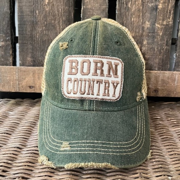 Born Country Distressed Baseball Style Hat
