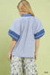 Blueberi Boutique Umgee blue striped mixed puff sleeve blouse back view