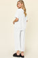Double Take Women’s Full Size Texture Round Neck Short Sleeve T-Shirt and Wide Leg Pants Polyester Spandex Size S-3XL