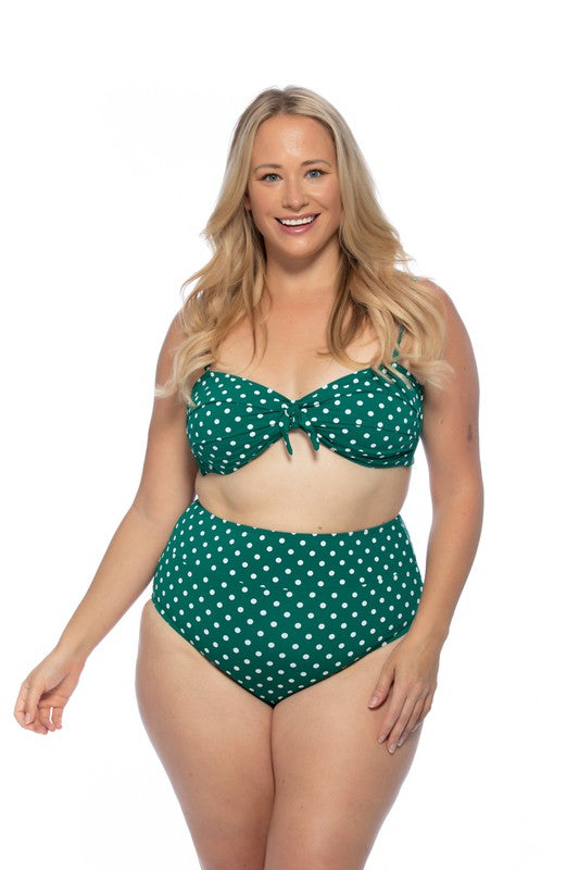 Green Polka Dot High Waist Bikini Set