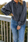 Blueberi B Women’s Quarter-Snap Collared Long Lantern Sleeve Sweatshirt Polyester Elastane Size S- 2XL