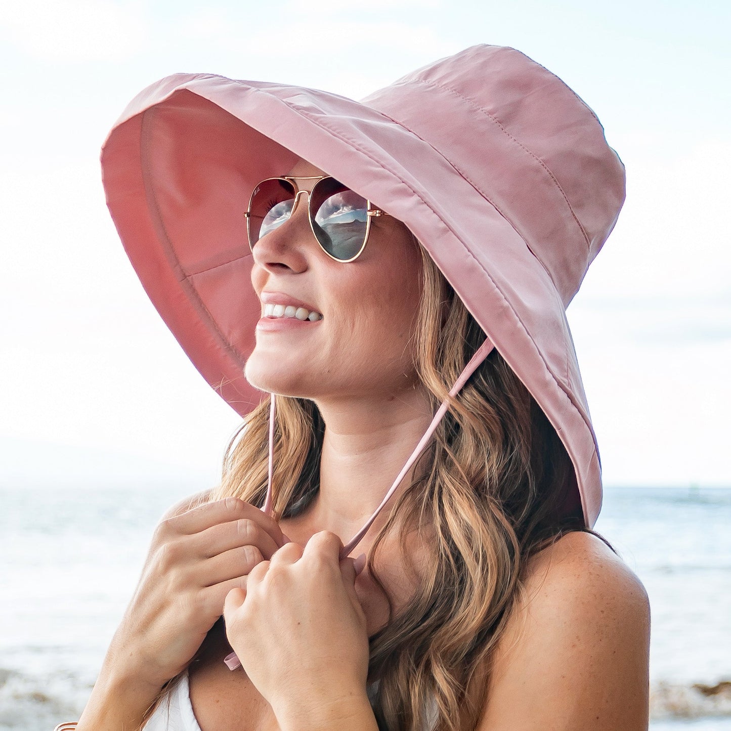 100% Polyester Lined Foldable Drawstring Cargo Wide Brim Sun Hat with Wire Brim | One Size