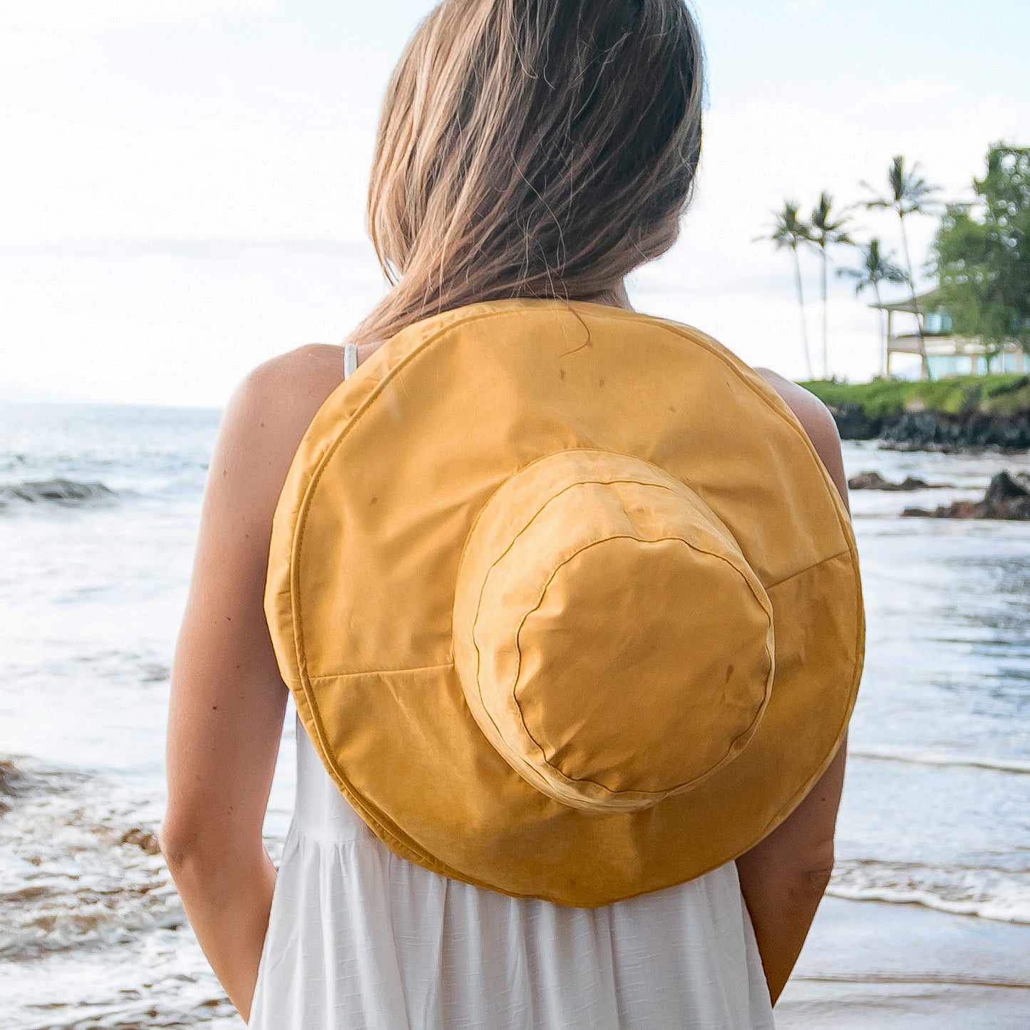 100% Polyester Lined Foldable Drawstring Cargo Wide Brim Sun Hat with Wire Brim | One Size