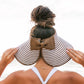 100% Breathable Straw Foldable Bow Stripe Adjustable Velcro Sun Visor | One Size