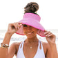 100% Breathable Straw Foldable Bow Stripe Adjustable Velcro Sun Visor | One Size