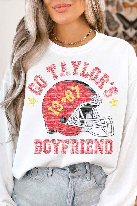 Go Taylor's Boyfriend Football Graphic Sweatshirt