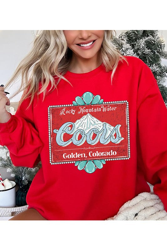 Rocky Mountain Water Coors Colorado Long Sleeve Graphic Sweatshirt
