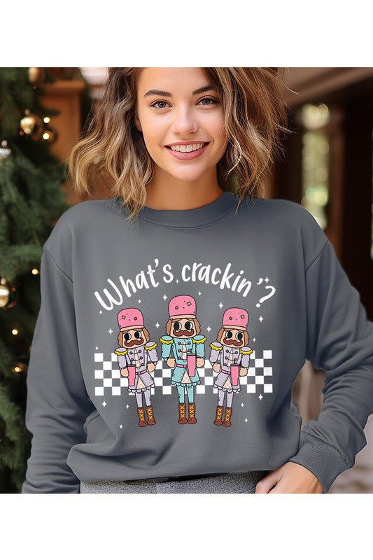 What's Crackin' Nut Cracker Graphic Tee Long Sleeve Sweatshirt