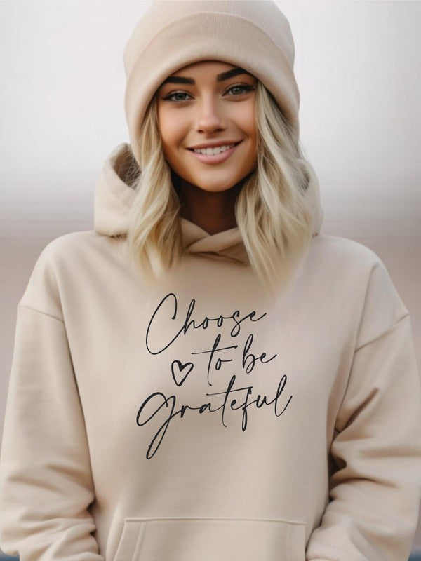 Plus Size Choose to be Grateful Long Sleeve Graphic Hoodie