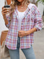 Blueberi B Women's Plaid Long Sleeve Hooded Jacket Cotton Polyester Size S-2XL