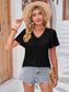 Double Take Women’s Ruched V-Neck Short Sleeve T-Shirt Polyester Rayon Spandex Size S-2XL