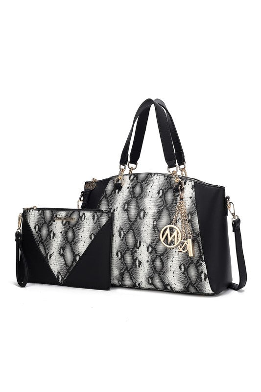 MKF Addison Snake Embossed Tote Bag and Wallet Mia