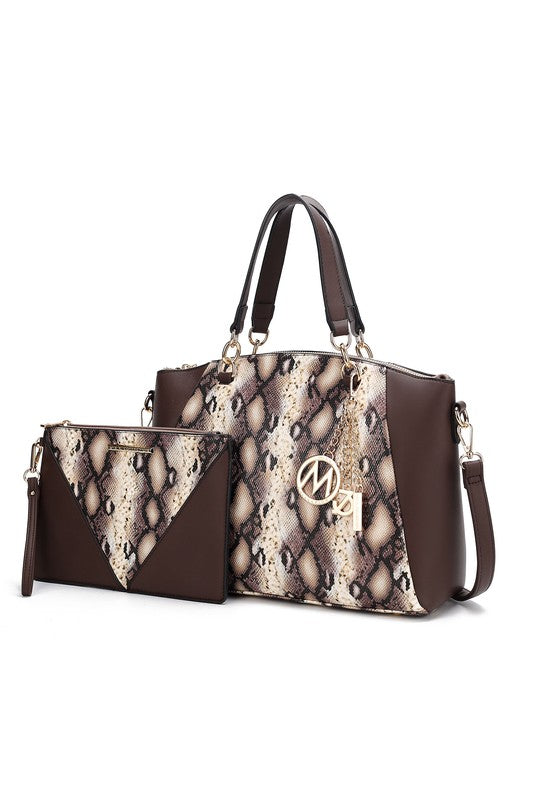 MKF Addison Snake Embossed Tote Bag and Wallet Mia