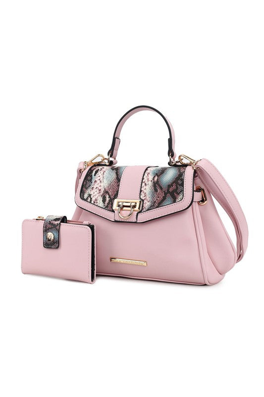 MKF Collection Geny Faux-Snake Shoulder Bag with Wallet Mia K